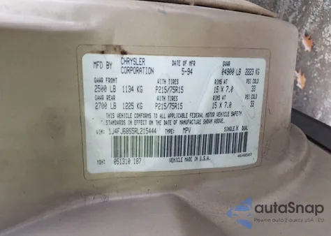 1994 Jeep Cherokee Sport из США, поврежденный, VIN 1J4FJ68S5RL215444